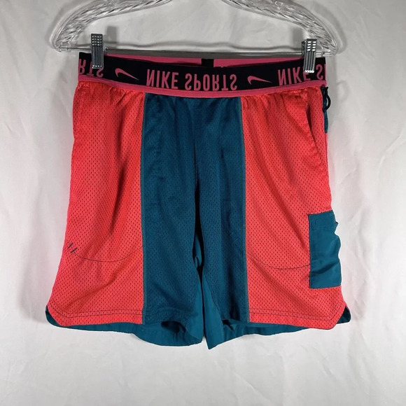 Nike Basketball Shorts Men's Small Pink Green Mesh Nike Sports Elastic Waist - Picture 2 of 12